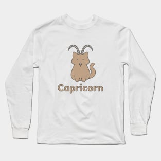 Capricorn Cat Zodiac Sign with Text Long Sleeve T-Shirt